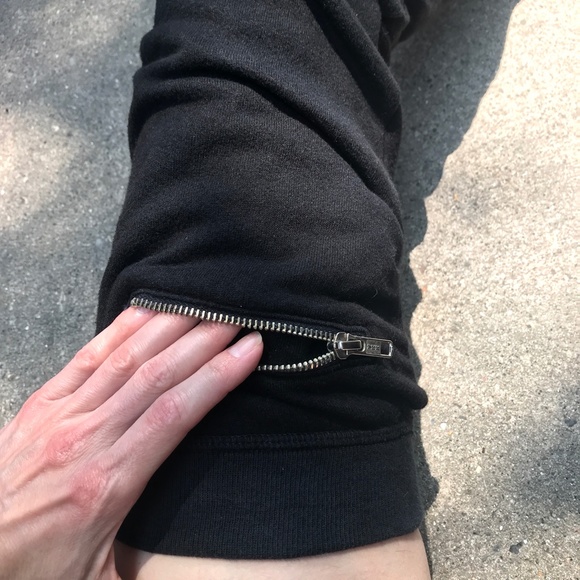 Upcycled Leg Warmers Black Thigh Highs Studded Knee Socks Sweatshirt Zipper Y2k - Picture 6 of 14